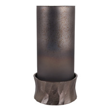 EV22992-02#12" Jennings Large Glass Hurricane With Metal Base