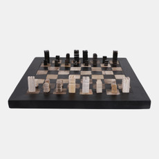 23047#20" Petrified Wood Chess Set, Black/ivory