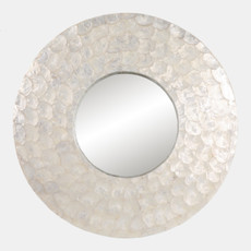 23049#27" Round Capiz Mirror, Ivory