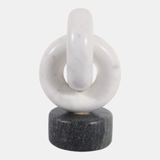 23051#9x5" Marble Link Sculpture, White/gray