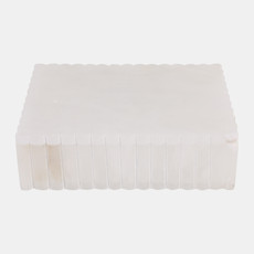 23066#8x6" Ribbed Alabaster Box, White