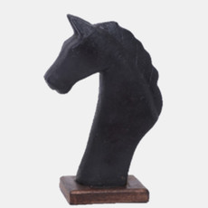 23073#13x8" Paper Mache Horse Bust, Black/brown