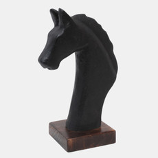 23073#13x8" Paper Mache Horse Bust, Black/brown