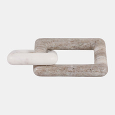 23079#8x4" Rectangle & Square Marble Link, Beige/white