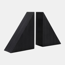 18145-01#S/2 7" Right Angle Resin Bookends, Black
