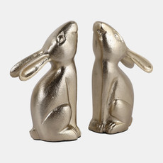 23091#S/2 7" Bunny Bookends, Gold