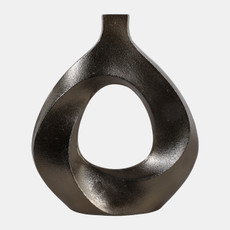 23104-01#14x13" Cut-out Swirl Vase, Brass Antique