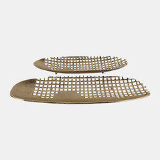 23106#S/2 20/22" Partial Mesh Footed Trays, Gold