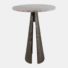 23112#22x15" Antique Brass Marble Top Accent Table, Mult