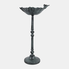 23118#27x13" Bird On Flower Bird Bath Patina Finish, Mul