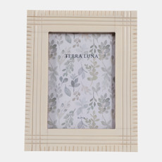 23128-02#5x7" Carved Lines Resin Photo Frame, Ivory
