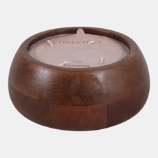 80270-08#8" 15 Oz Vanilla Modern Wood Bowl Candle, Walnut