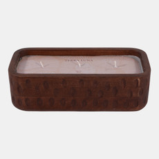 80545#10" 18 Oz Vanilla Hammered Wood Candle, Walnut