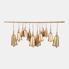 23133#48x20" Assorted Cone Bells On Bar, Gold