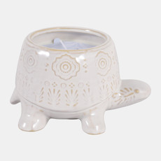 80499#7" 12 Oz Lavender Turtle Candle, White