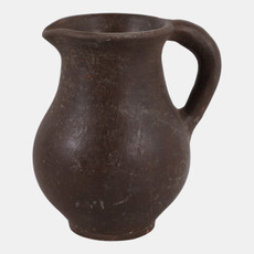 23164-01#7x6" Terracotta Jug Vase, Rustic Brown