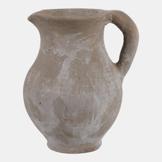 23164-02#7x6" Terracotta Jug Vase, Washed Grey
