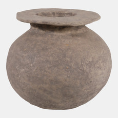 23165#12x12" Large Round Paper Mache Vase, Taupe