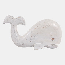 23188-01#20x11" Alibizia Wood Whale, White