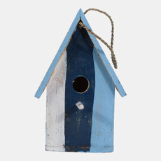23190#12x8" Striped Birdhouse, Blue Multi