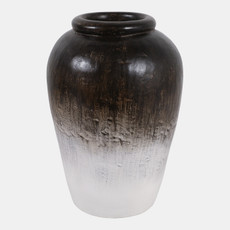 23194-02#12x8" Terracotta Vase, White Ombre