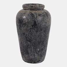 23194-03#16x10" Terracotta Vase, Distressed Black