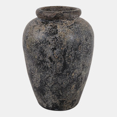23194-04#12x8" Terracotta Vase, Distressed Black