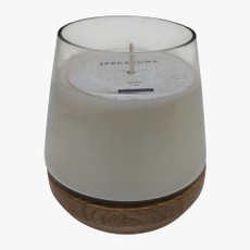 80554#4" 7 Oz Vanilla Wood & Glass Candle, Natural