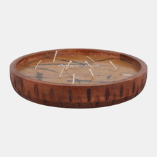 80556#12" 35 Oz Vanilla Hammered Wood Candle, Brown