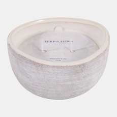 80558-01#6" 14 Oz Magnolia & Lily Textured Candle, White