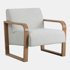 23176#34x31" Open Arm Accent Chair, Ivory/brown