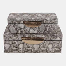 23203#S/2 10/12" Shimmer Snakeskin Boxes W/ Hardware, Go