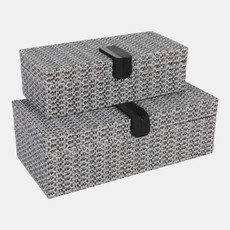 23204#S/2 10/12" Snakeskin Boxes W/ Hardware, Black