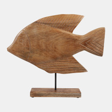 23241#16x11" Wood Fish On Base, Natural