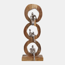 23244#23x8" Figures In 3 Wood Rings, Natural/silver