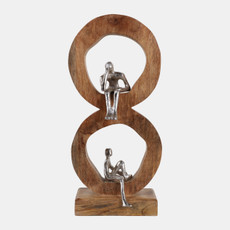 23245#17x7" Figured In 2 Wood Rings, Natural/silver