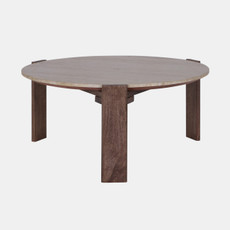 23252#36x16" Travertine Top Coffee Table, Tan/brown