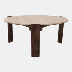 23252#36x16" Travertine Top Coffee Table, Tan/brown