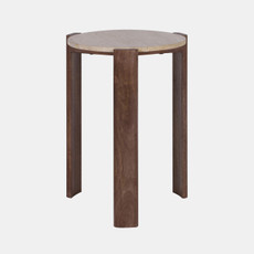 23253#22x16" Travertine Top Accent Table, Tan/brown