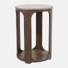23259-01#22x15" Morchana Marble Top Accent Table, Gray/brow