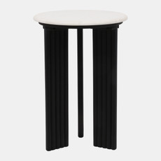 23264-02#22x15" Forest Marble Top Accent Table, White/black