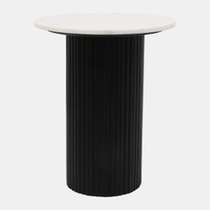 23266-01#22x18" Fluted Base Accent Table, White/black