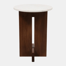 23267#22x16" Interlocked Base Accent Table, White/brown