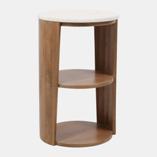 23269-02#22x14" Side Table W/ Shelf, White/brown