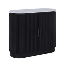 23281#34x29" Fluted 2-door Cabinet, White/black