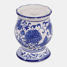 23294#4x3" Chinoiserie Taper Holder, Blue/white