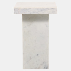 23312#22x14" Marble Square Side Table, White