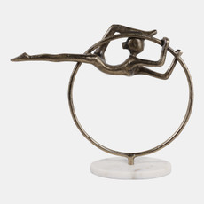 23322#12x11" Gymnast Sculpture On Marble Base, Antique B