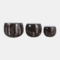 23328-04#S/3 9/12/14" Marbled Finish Round Metal Planters, 
