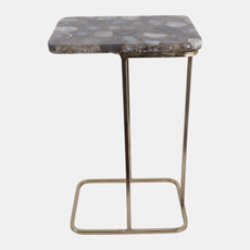 21511-01#24x15" Agate Top C-table, Blue/gold